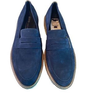 ECCO Blue Suede Penny Loafers Classic Women’s Size 5 - 5.5, EU 36